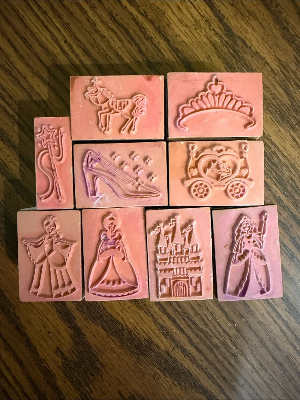 Melissa & Doug Princess Themed Wooden Block Rubber Stamp Set (9 Pieces total)